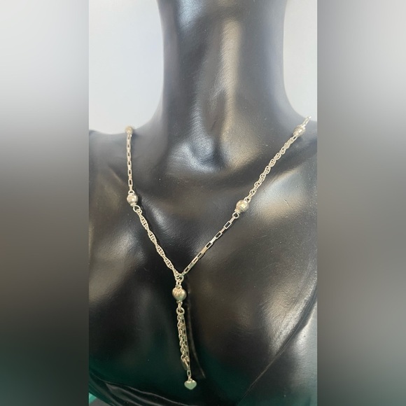 Jewelry - Sterling silver multi chain abstract heart dangle drop lariat 925 necklace